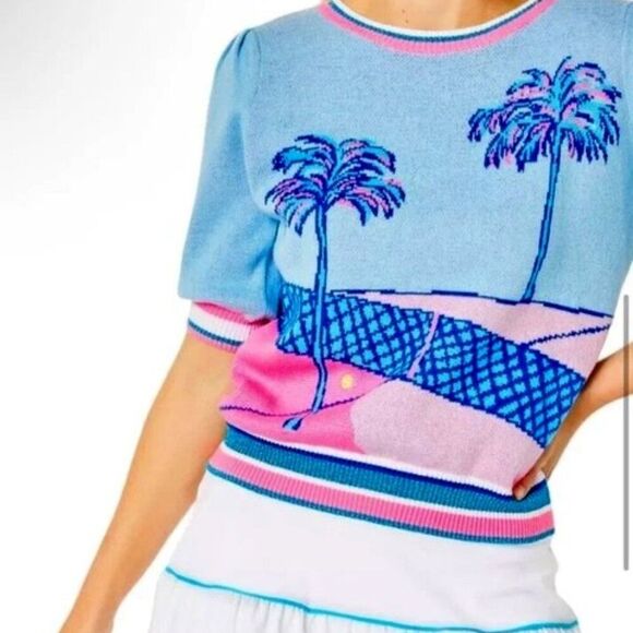 Lilly Pulitzer Tops - Lilly Pulitzer Vivie Sweater Blue Perfect Match Intarsia Sz S Retail $148
